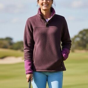 Title Nine Purple Fleece Pullover Snap Neck Athletic Outdoor Jacket Women’s M